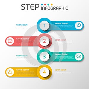 Geometric shape elements with steps,options,milestone,processes or workflow.Business data visualization.Creative step infographic.