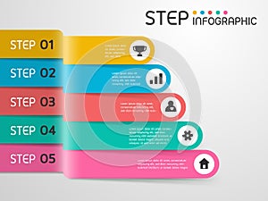 Geometric shape elements with steps,options,milestone,processes or workflow.Business data visualization.Creative step infographic