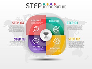 Geometric shape elements with steps,options,milestone,processes or workflow.Business data visualization.Creative step infographic