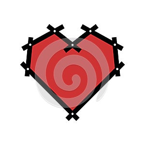 Geometric shape of a heart on white background