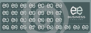 Geometric shape lowercase letter E EE logo vector set photo