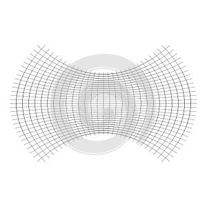 Geometric shape with oblate, squeeze, flattened effect. distorted, condensed grid, mesh. pressure, clench deform effect applied to