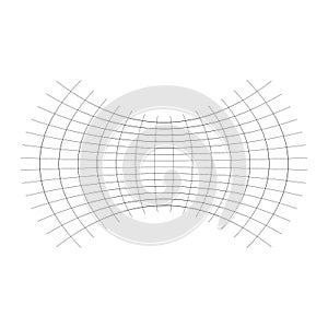 Geometric shape with oblate, squeeze, flattened effect. distorted, condensed grid, mesh. pressure, clench deform effect applied to