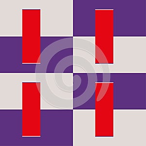 Geometric shape pattern. Red rectangle art. Purple square Vector. Abstract modern tile.