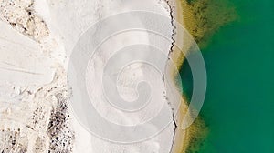 Geometric Shape at Sand Mining Plant. Top Down Drone View. Patterns in Nature