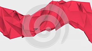 Geometric shape triangular red wave wake abstract modern vector white background, 3d render, polygonal, rendering wallpaper Red