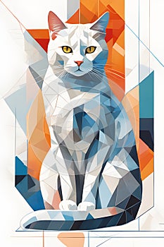 Geometric shaped cat with lots of color generated by ai