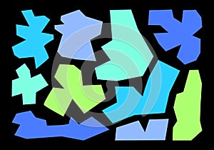 Speech geometric shapes in retro cartoon style.