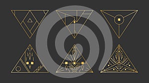 Geometric shapes, abstract art vector deco frames. Hipster trendy line style 1920 design. Luxury cover graphic poster brochure