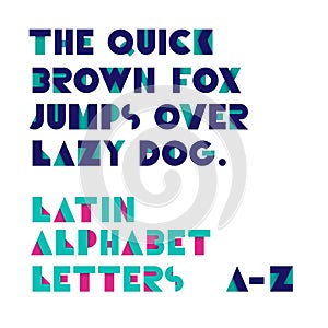 Geometric shapes alphabet letters. Retro font