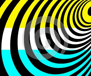 Geometric shapes background in turquoise, white, black and yellow.