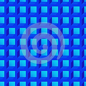 Geometric shapes blue seamless pattern with flat icons of cube figure. Modern abstract colorful background for geometry