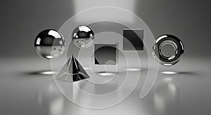 Geometric Shapes in Chrome