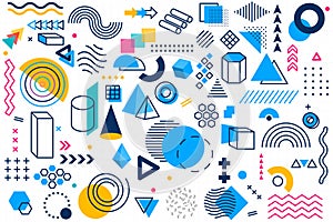 Geometric Shapes Collection Trendy Halftone Vector