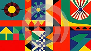 Geometric shapes color block abstract, modern design, vibrant pattern, art, Stock Photo, Generative AI