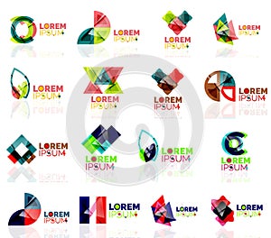 Geometric shapes company logo set, paper origami