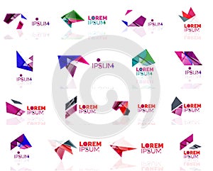 Geometric shapes company logo set, paper origami