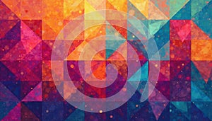 Geometric shapes creating a repeating, diverse color sequence , template, grid