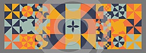 Geometric shapes and figures, minimalistic artwork poster in simple pattern design. Abstract vector web banner