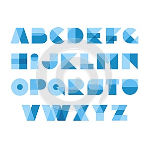 Geometric shapes font alphabet. Overlay transparent letters.