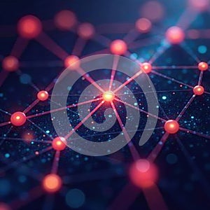 Geometric shapes forming a technological network, data, graphic