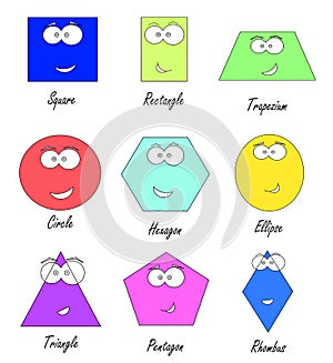 Geometric shapes with funny faces - geometry