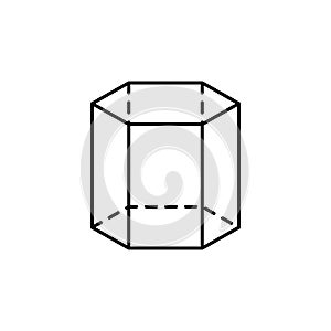 Geometric shapes, hexagonal prism icon. Simple line, outline vector 3d figures icons for ui and ux, website or mobile application