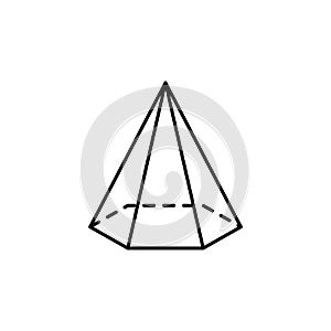 Geometric shapes, hexagonal pyramid icon. Simple line, outline vector 3d figures icons for ui and ux, website or mobile