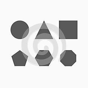 Geometric shapes icon, circle, triangle, square, pentagon, hexagon, octagon