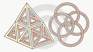 Geometric shapes and interlocking rings pattern vector design Generative AI