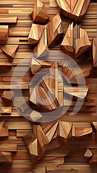 Geometric Shapes with Natural Wood Texture Background photo