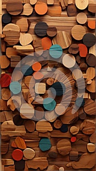 Geometric Shapes with Natural Wood Textures Background. Modern abstract background photo