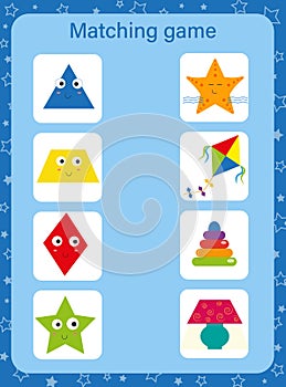 Geometric shapes oval, rectangle, star, trapezoid. Educational games for children