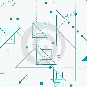 Geometric shapes pattern background. Vector abstract modern line art. Triangle and rectangular square shapes with dots and lines