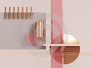 Geometric shapes pink and gold