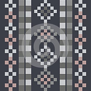 Geometric shapes from pointsGeometric shapes from points. Digital ornament. Border. Halftone. Seamless pattern. Textile. Ethnic bo