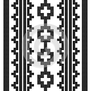 Geometric shapes from pointsGeometric shapes from points. Digital ornament. Border. Halftone. Seamless pattern. Textile. Ethnic bo