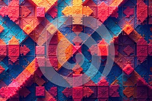 Geometric shapes in repeating sequence, bold lines, form, fabric