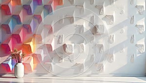 Geometric shapes in repeating sequence on wall, simple, pattern, triangles