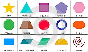 Geometric shapes set.  Vector illustration of basic  geometric figures isolated on white