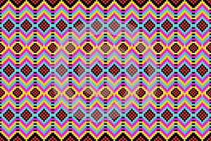 Geometric shapes, squares, purple background tiles, red black yellow pink blue