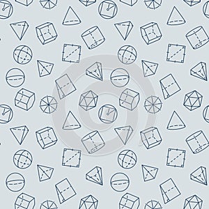 Geometric Shapes thin line seamless pattern - vector Geometry background