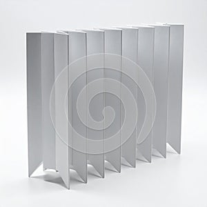 Geometric Silver Pattern of Vertical Metal Strips on White Background