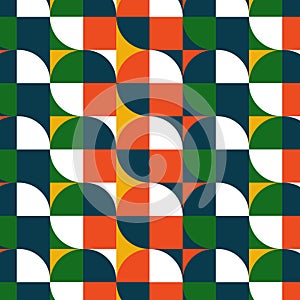 Geometric simple pattern seamless static smooth with parts circles tail white green blue yellow orange colors vector