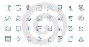 Geometric solids linear icons set. Cube, Sphere, Pyramid, C, Cylinder, Tetrahedron, Octahedron line vector and concept photo