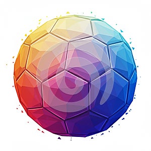 Geometric sphere with a polygonal pattern, featuring a smooth gradient of colors