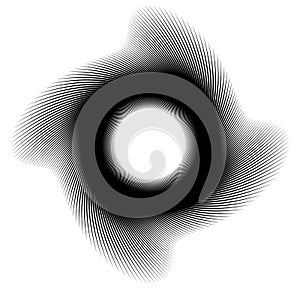 Geometric spiral element series. Abstract swirl, twirl graphics