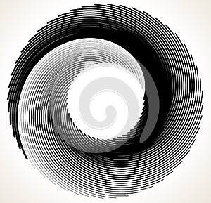 Geometric spiral element series. Abstract swirl, twirl graphics