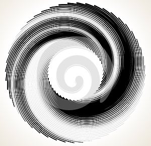 Geometric spiral element series. Abstract swirl, twirl graphics