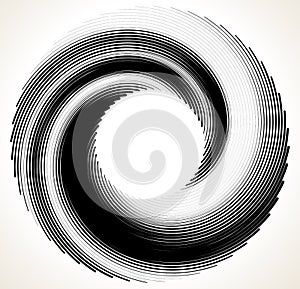 Geometric spiral element series. Abstract swirl, twirl graphics